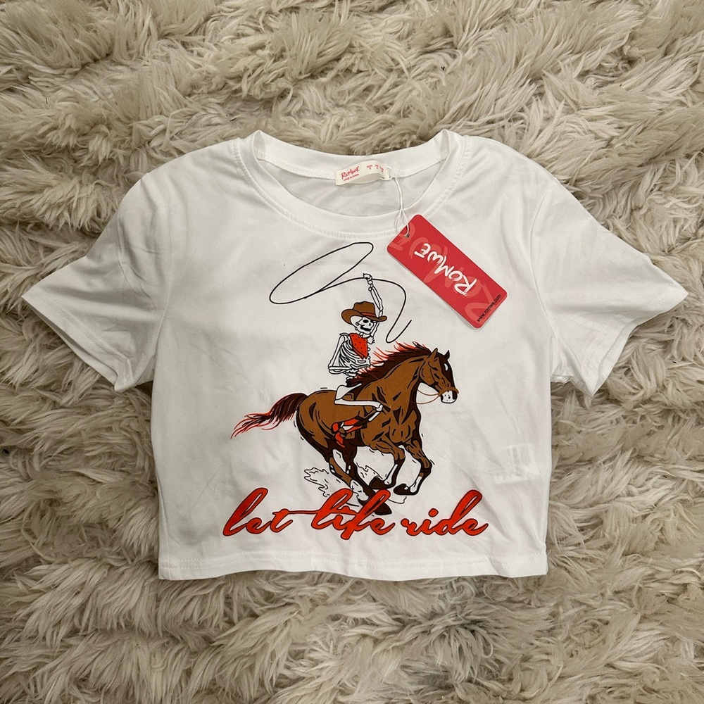 ROMWE Western White Crop Top | Size 4